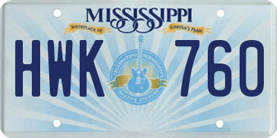 MS license plate HWK760
