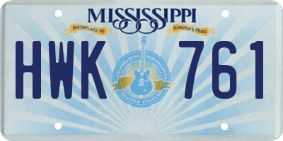 MS license plate HWK761