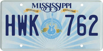 MS license plate HWK762