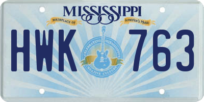 MS license plate HWK763