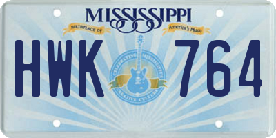 MS license plate HWK764