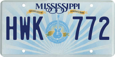 MS license plate HWK772