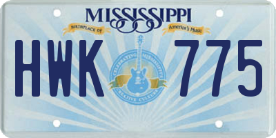 MS license plate HWK775