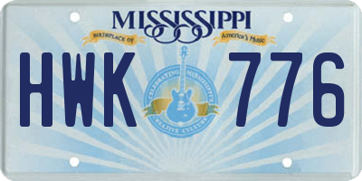 MS license plate HWK776