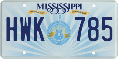 MS license plate HWK785