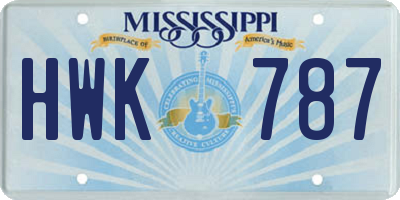 MS license plate HWK787