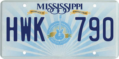 MS license plate HWK790