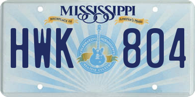 MS license plate HWK804