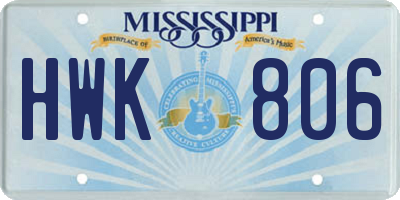 MS license plate HWK806