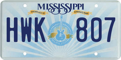 MS license plate HWK807