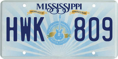 MS license plate HWK809