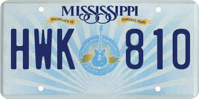 MS license plate HWK810