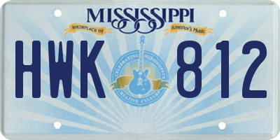 MS license plate HWK812