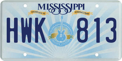 MS license plate HWK813