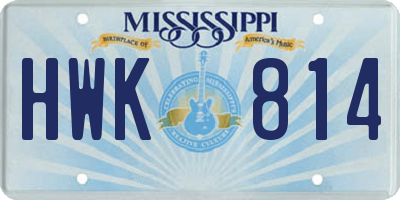 MS license plate HWK814