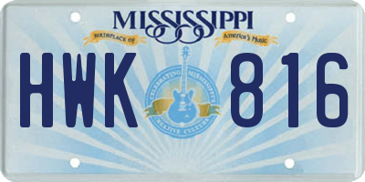 MS license plate HWK816