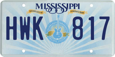 MS license plate HWK817