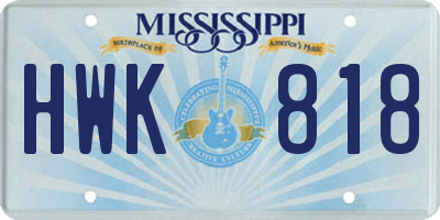 MS license plate HWK818