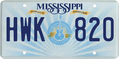 MS license plate HWK820