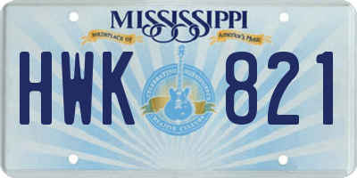 MS license plate HWK821
