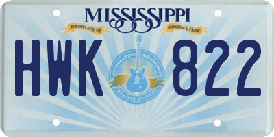 MS license plate HWK822