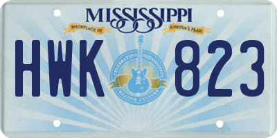 MS license plate HWK823