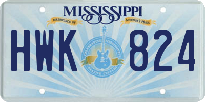 MS license plate HWK824