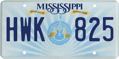 MS license plate HWK825