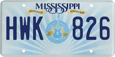 MS license plate HWK826