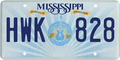 MS license plate HWK828