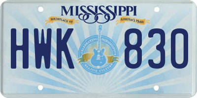 MS license plate HWK830