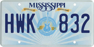 MS license plate HWK832