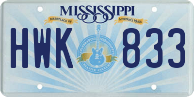 MS license plate HWK833