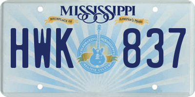 MS license plate HWK837