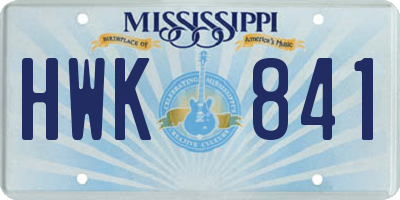 MS license plate HWK841