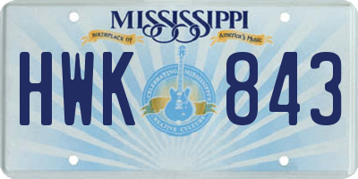 MS license plate HWK843