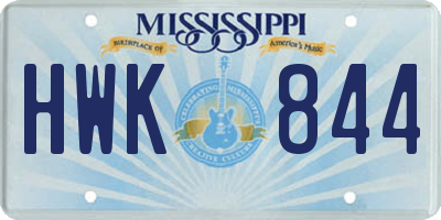MS license plate HWK844