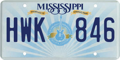 MS license plate HWK846