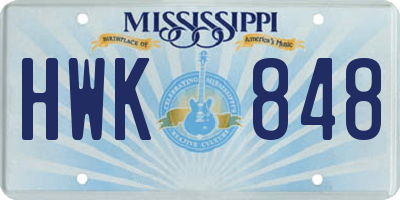 MS license plate HWK848