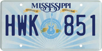 MS license plate HWK851