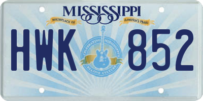 MS license plate HWK852