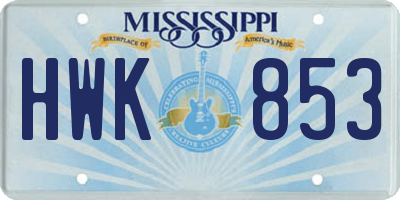 MS license plate HWK853