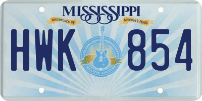 MS license plate HWK854