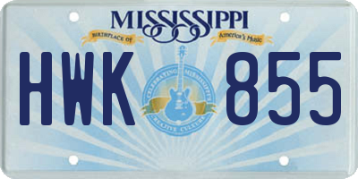 MS license plate HWK855