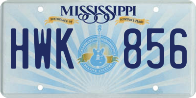 MS license plate HWK856