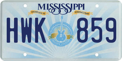 MS license plate HWK859