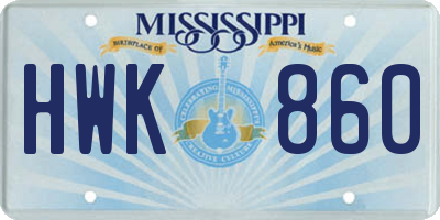 MS license plate HWK860