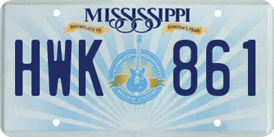 MS license plate HWK861