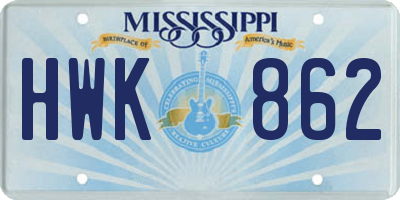 MS license plate HWK862