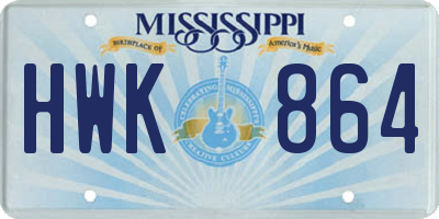 MS license plate HWK864